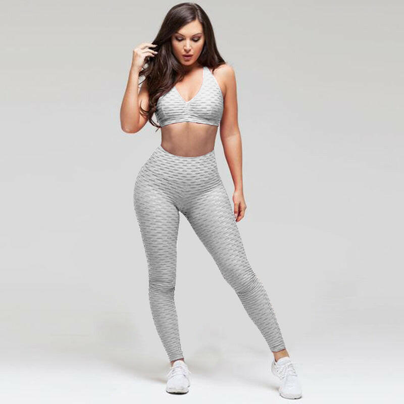 Fashion hips jacquard yoga set sports hips leggings fitness set - VibrantFlex 