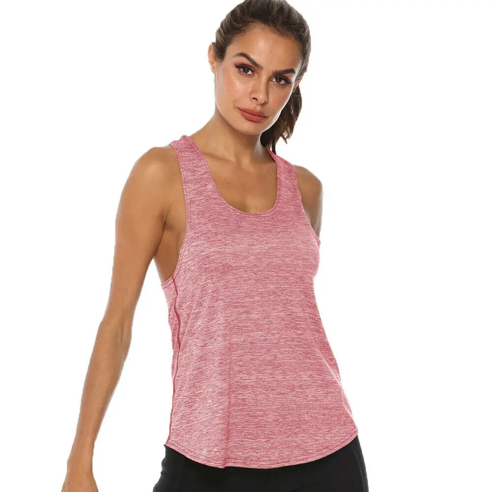 Women Fitness Yoga Shirt Sports Gym Racer Back Running Vest - VibrantFlex  VibrantFlex