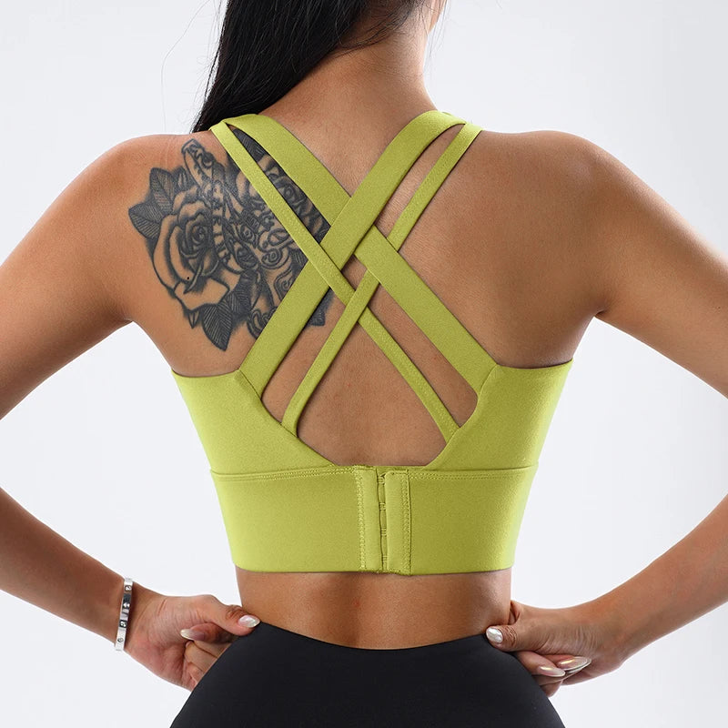 Yoga Bra Woman High Impact Sports Bra Cross Back - VibrantFlex 