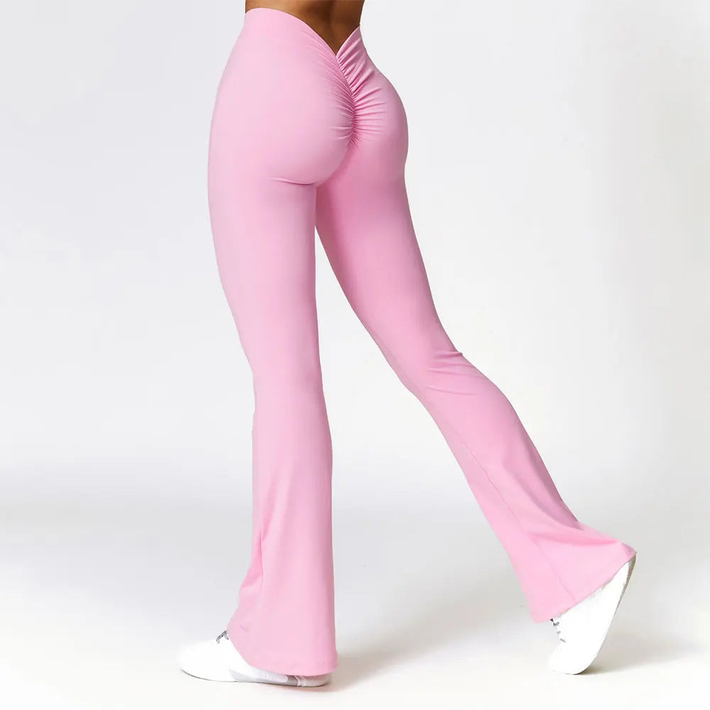 V-shaped Hip Yoga Pants Flare Leggings Women High Waist Wide Leg Pants Women - VibrantFlex 