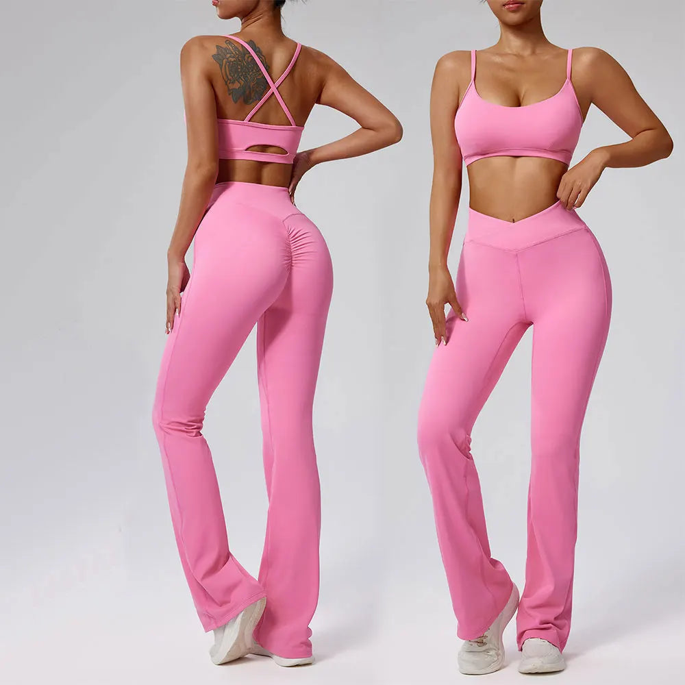 Women Tracksuit 2PCS Yoga Set Workout Clothes Sportswear Gym Clothing High Waist - VibrantFlex 