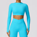 New Yoga Long Sleeve Sexy Shirts for Women Workout Gym Crop Top Exercise Padded - VibrantFlex  VibrantFlex