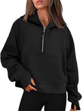 Scuba Half Zip Fleece Warm hoodie Women Loose Fitness Yoga Suit - VibrantFlex  VibrantFlex