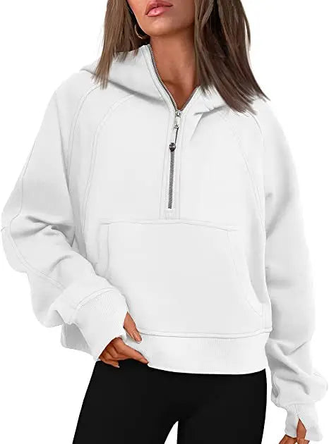 Scuba Half Zip Fleece Warm hoodie Women Loose Fitness Yoga Suit - VibrantFlex  VibrantFlex