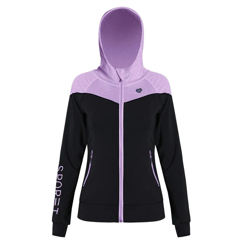 Women Thin Slim Sport Hoodies Long Sleeve Thumb Hole Yoga Tops - VibrantFlex  VibrantFlex