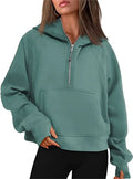 Scuba Half Zip Fleece Warm hoodie Women Loose Fitness Yoga Suit - VibrantFlex  VibrantFlex