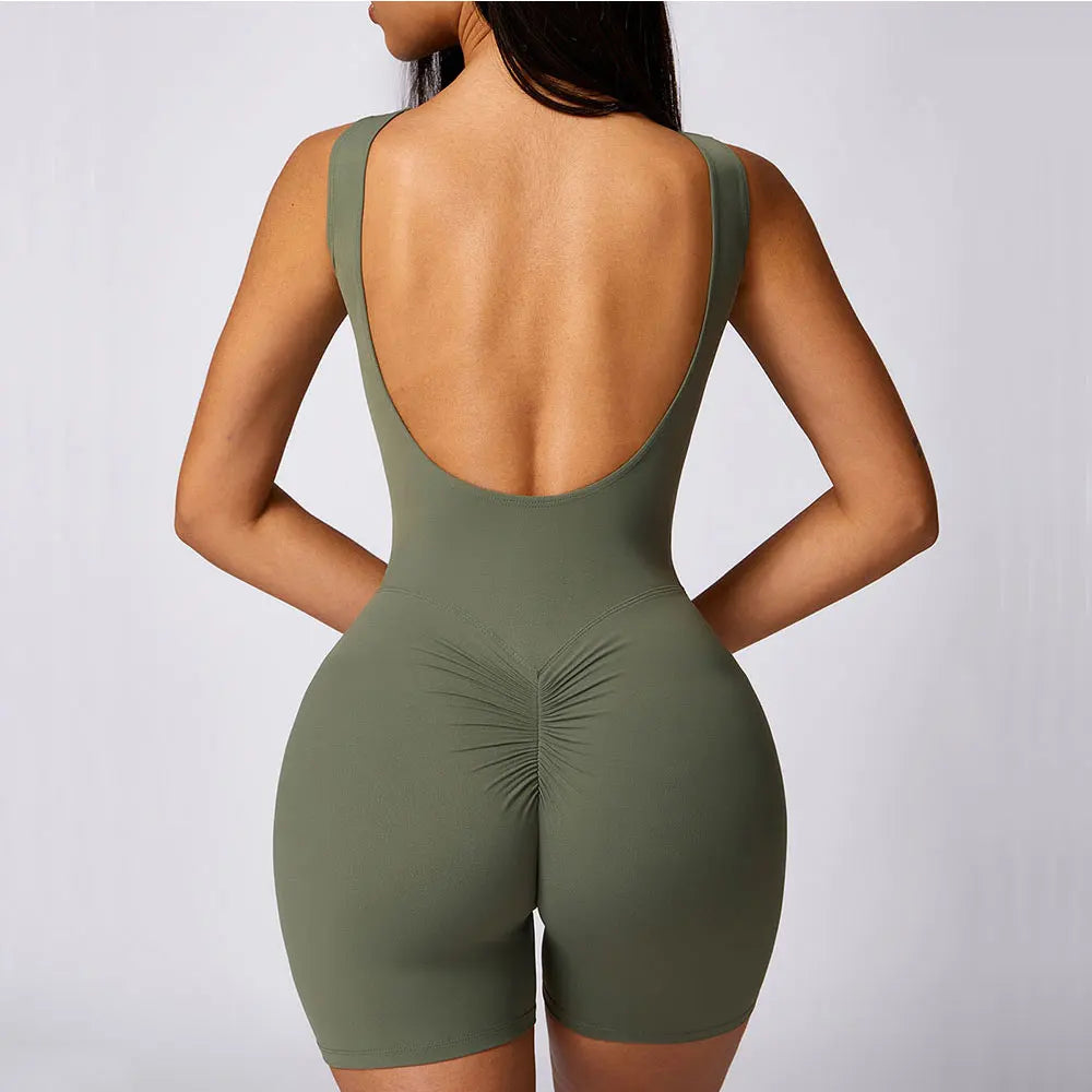 Gym Set Women Clothes Training Yoga Set Sportswear Sports Scrunch Butt Jumpsuit - VibrantFlex  VibrantFlex