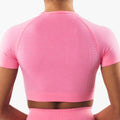 Women's Seamless Yoga Shirts Short Sleeve T-shirt For Fitness Crop Top S - VibrantFlex  VibrantFlex