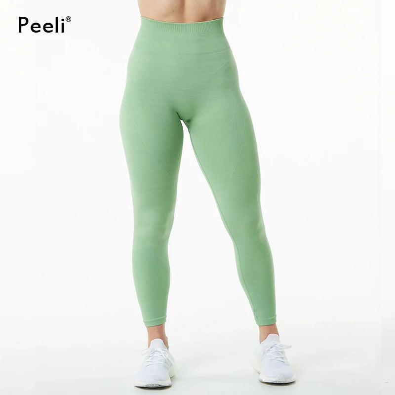 High Waist Seamless Leggings Scrunch Butt - VibrantFlex  VibrantFlex