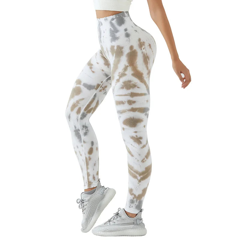 Tie Dye Yoga Pants Gym Leggings Women Seamless High Waist - VibrantFlex 