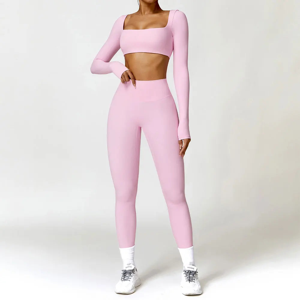 Women Tracksuit Yoga Set 2PCS Sportswear Workout Clothes Athletic Wear Gym Legging - VibrantFlex 