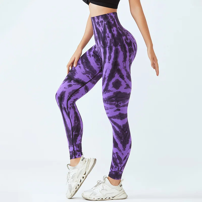 Tie Dye Yoga Pants Gym Leggings Women Seamless High Waist - VibrantFlex  VibrantFlex