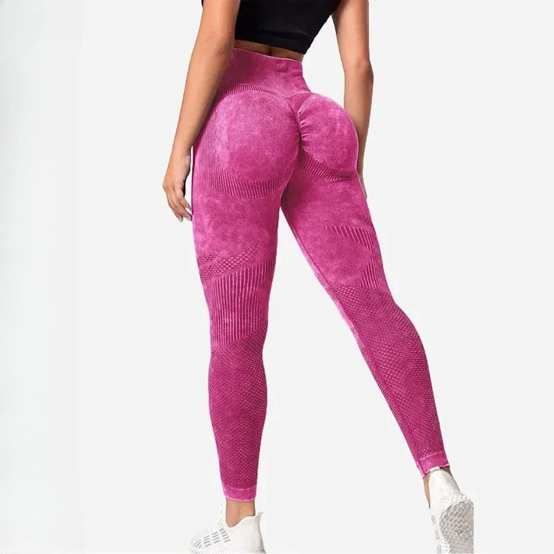 Seamless Workout Leggings Butt Lift Yoga Pants Women Stretch Fitness Outfits Sports Wear Gym Fuchsia Nylon - VibrantFlex 