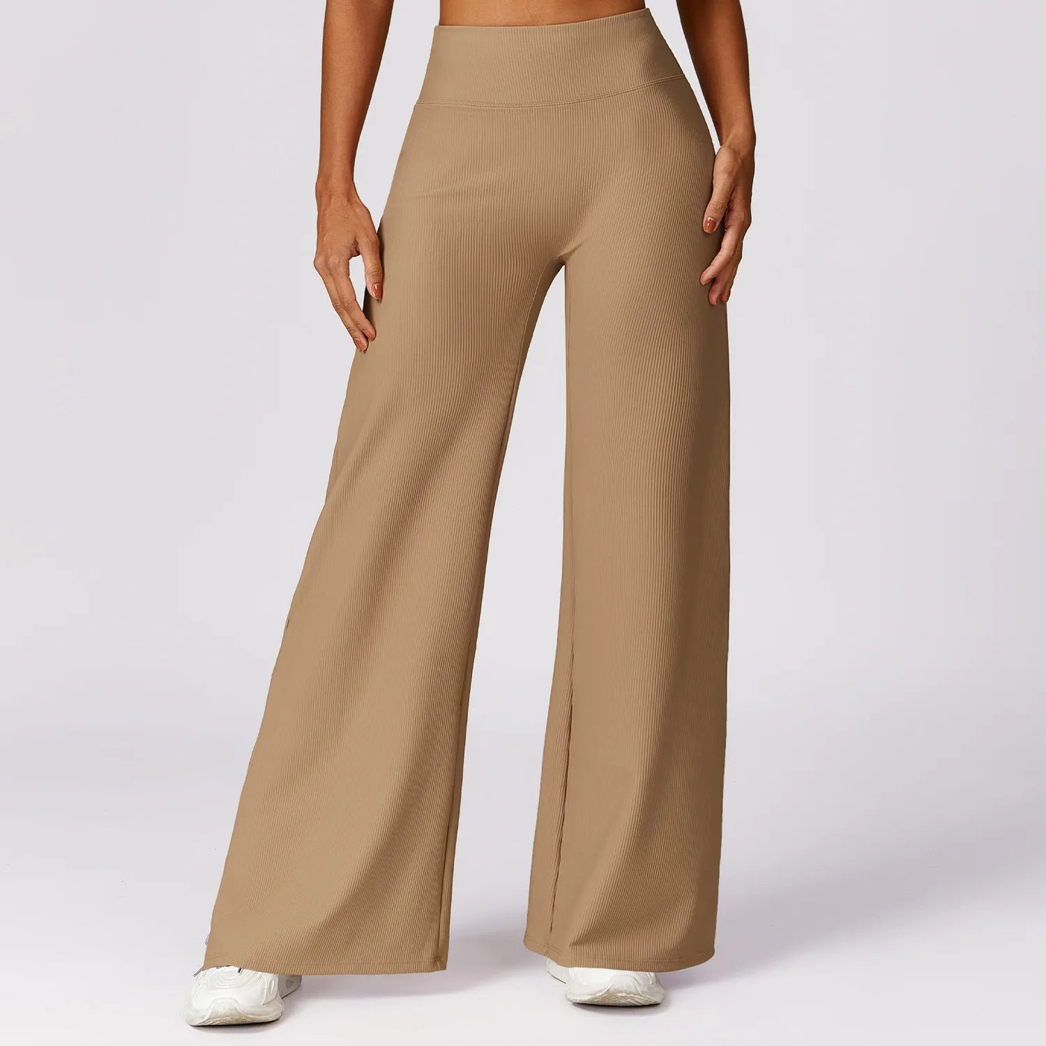 Ribbed Flared Pants High Waisted Casual Pants for Women's Straight Leg Wide Leg Pants - VibrantFlex  VibrantFlex