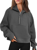 Scuba Half Zip Fleece Warm hoodie Women Loose Fitness Yoga Suit - VibrantFlex  VibrantFlex