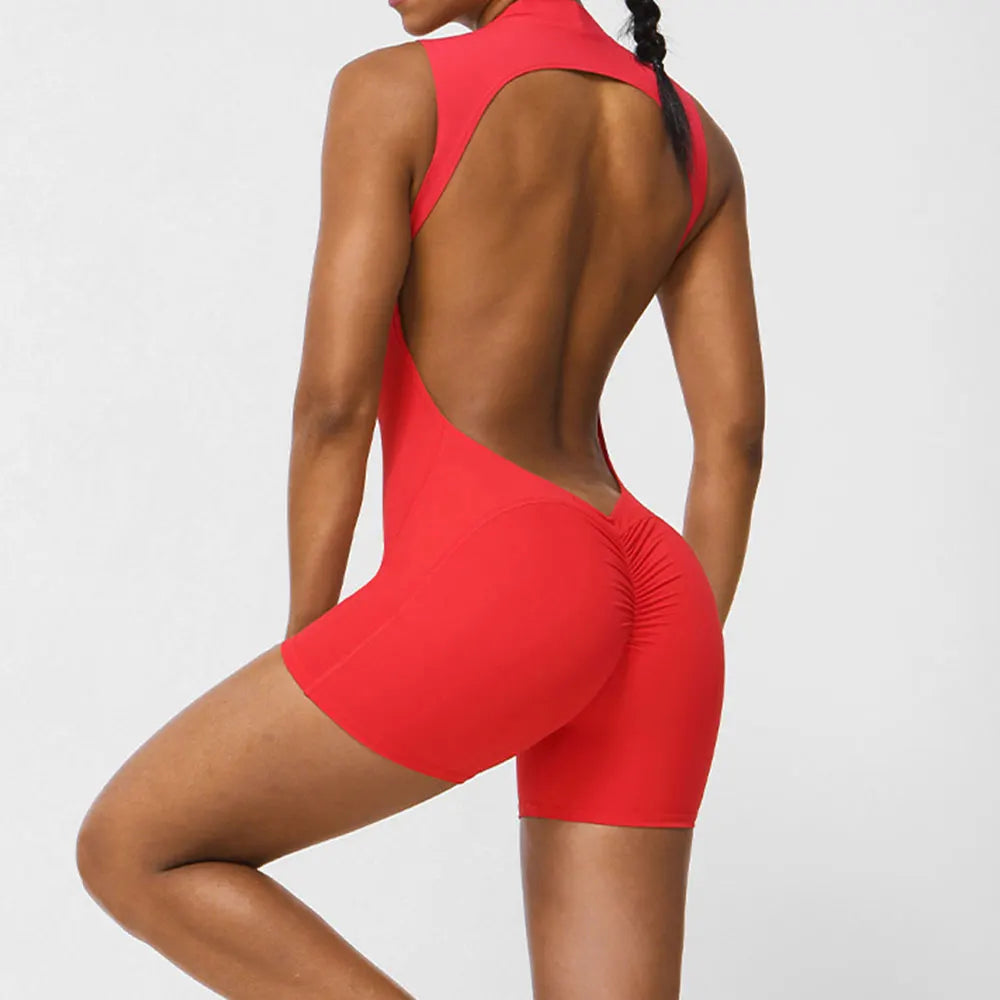 Sexy Back V Jumpsuits Women's Tracksuit Yoga Set One Piece Fitness Workout Rompers Sportswear - VibrantFlex 